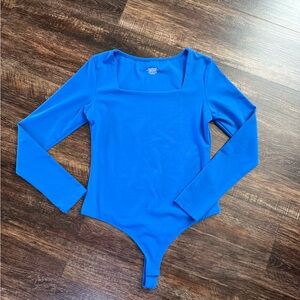 Long Sleeve One-Piece Bodysuit in Bright Blue